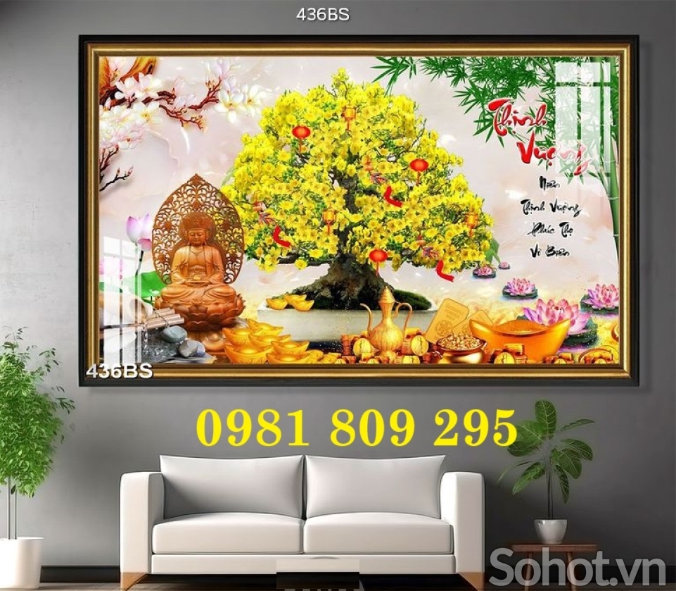 Tranh gạch ốp tường hoa mai khổ ngang HN939