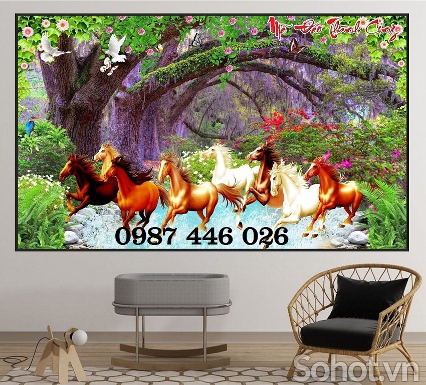Tranh ngựa- Gạch tranh 3d