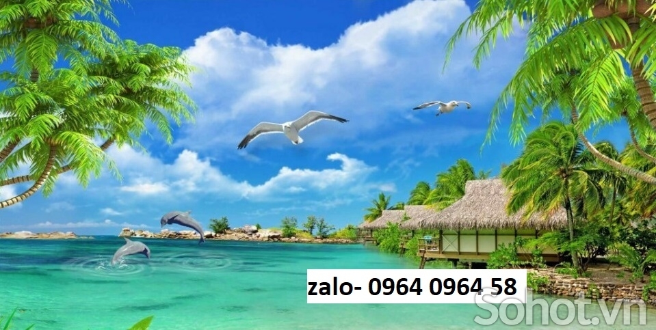Gạch tranh 3d phong cảnh bãi biển - CNBNM95