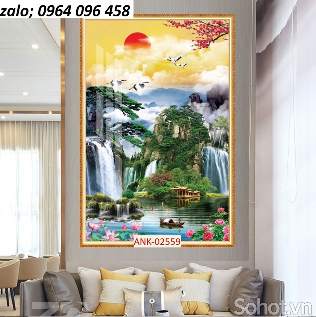 Gạch tranh 3d ốp tường phong cảnh khổ đứng - XDC21