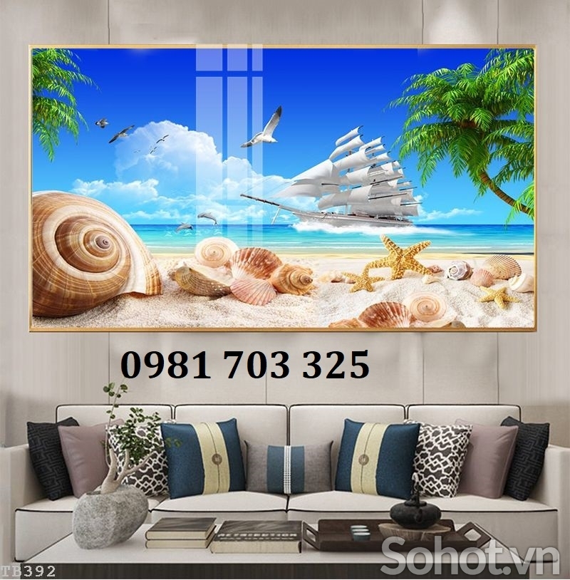 Tranh gạch hình thuyền buồm 3D đẹp