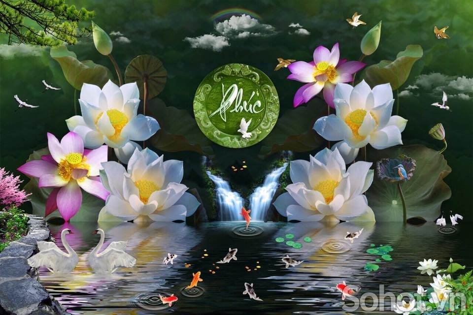 Tranh phong cảnh-tranh gạch men 3D hoa sen - Hà Nội - SoHot.vn