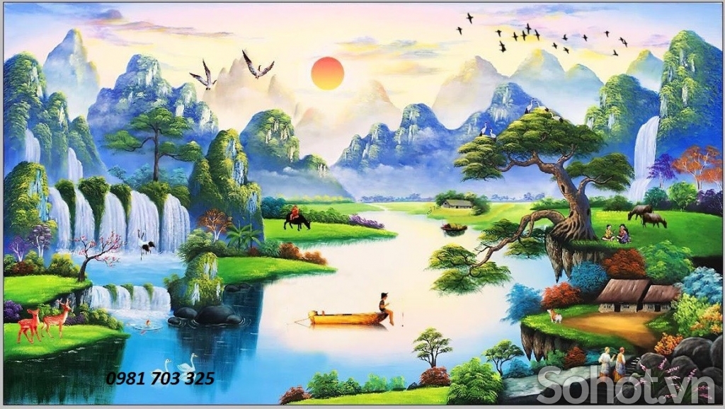 Tranh gạch 3D ốp tường phòng khách