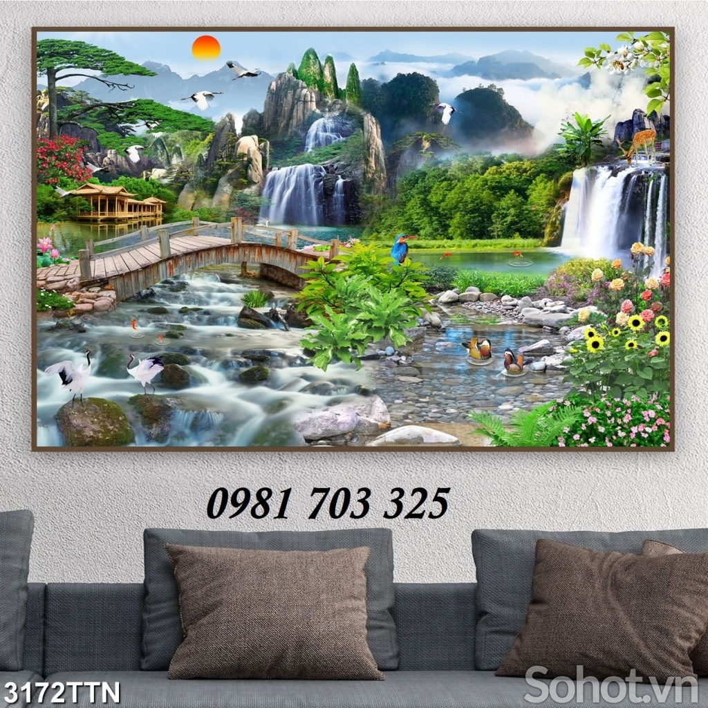 tranh phong cảnh 3D- gạch tranh sơn thủy hữu tình
