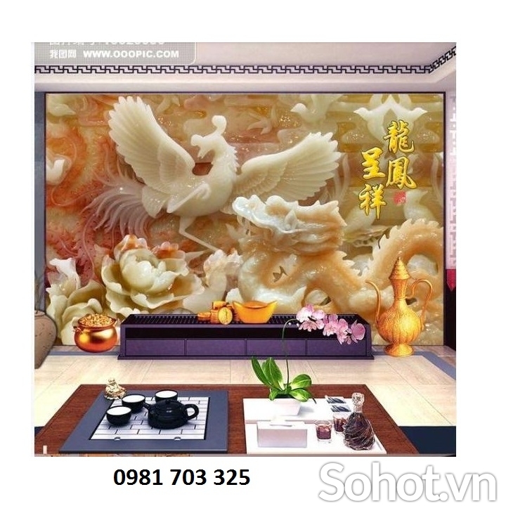 gạch tranh phong thủy- tranh rồng phượng