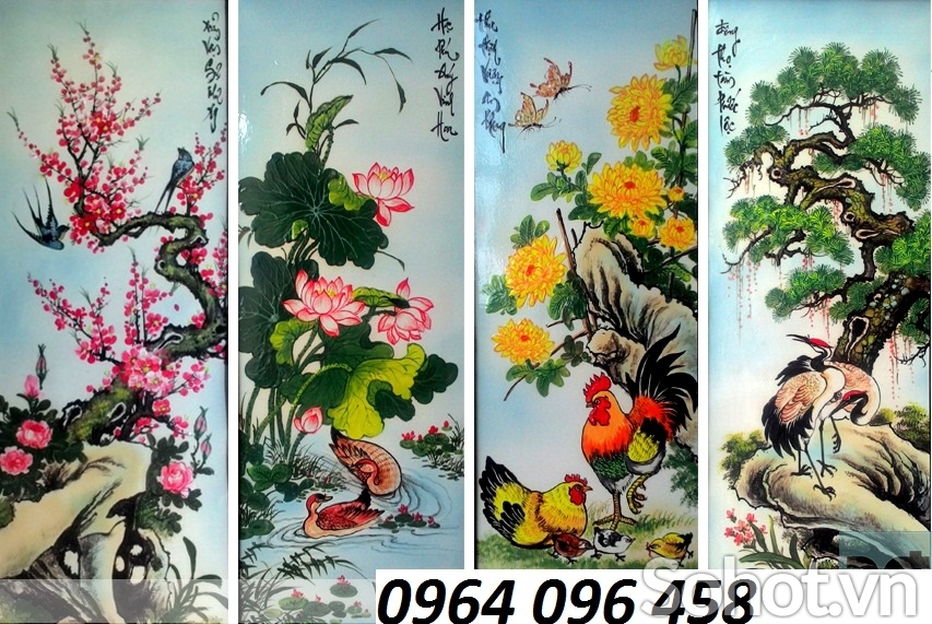 Tranh gạch 3d ốp tường tứ quý - 800MC