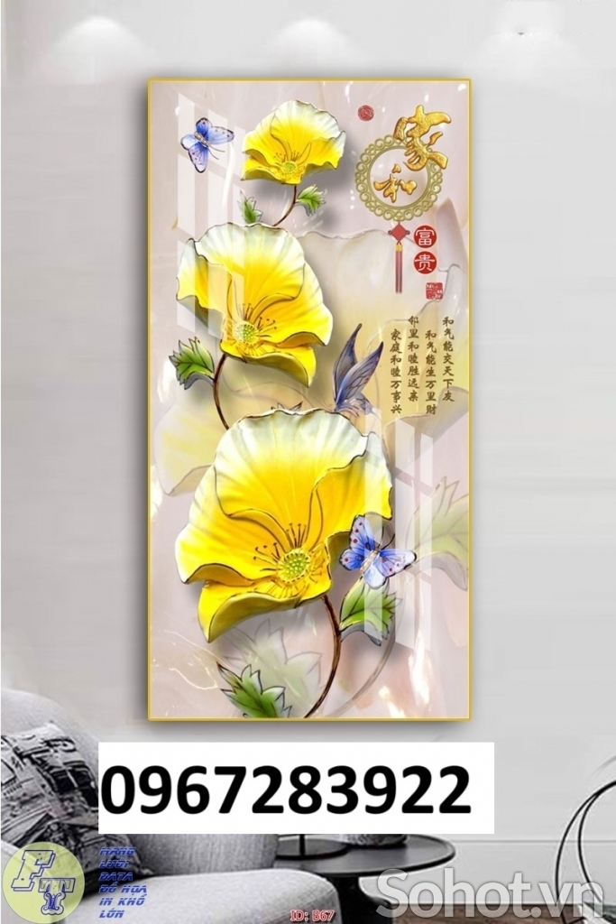 Tranh gạch trang trí bình hoa 3D