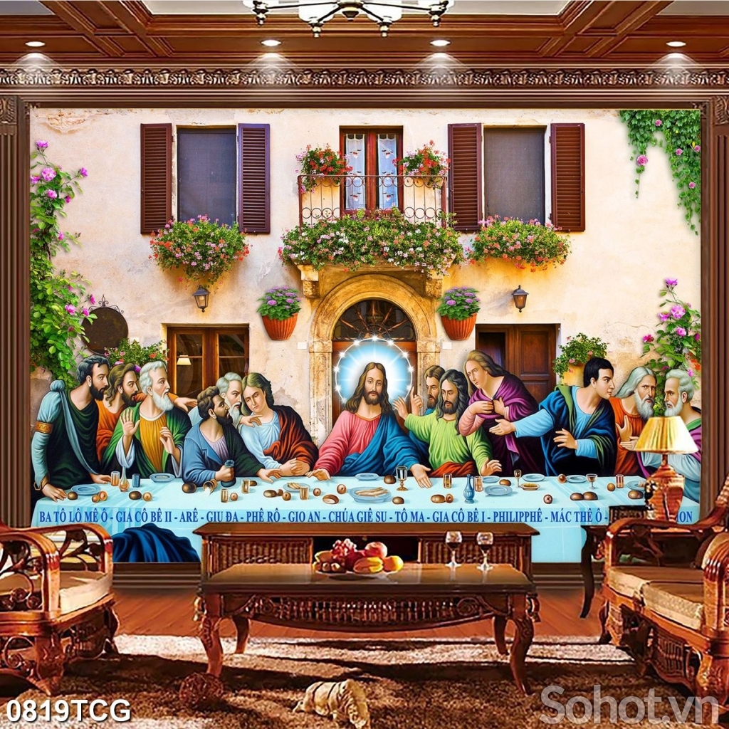 Gạch tranh 3D hình công giáo trang trí