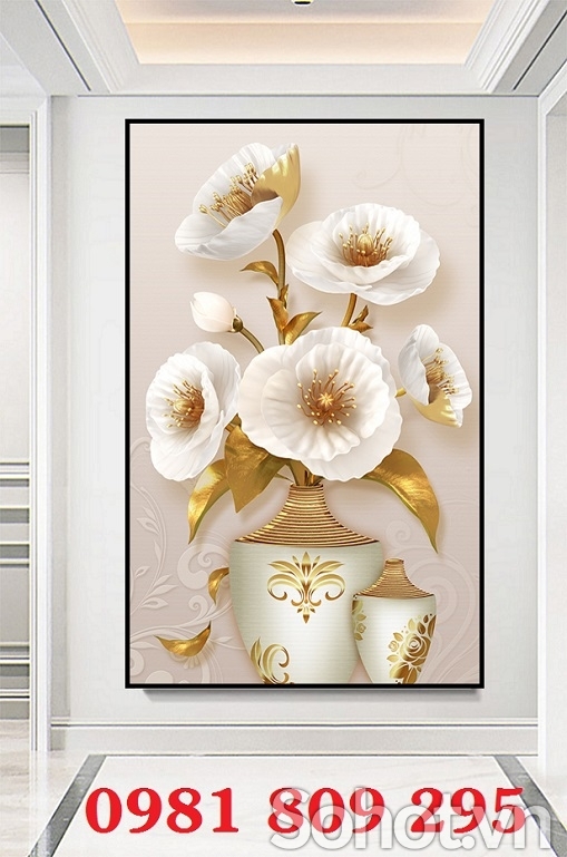 Tranh gạch ốp tường , gạch trang trí 3d bình hoa