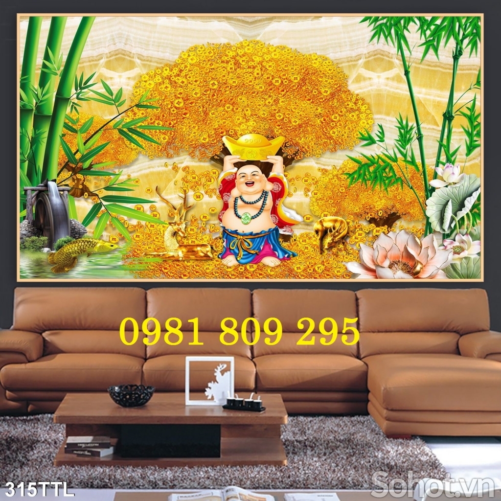 Gạch tranh thần tài mai lộc vàng GH888