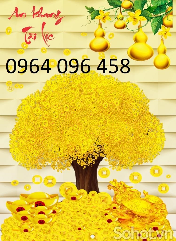 Tranh gạch cây tiền vàng 3d - KHN74