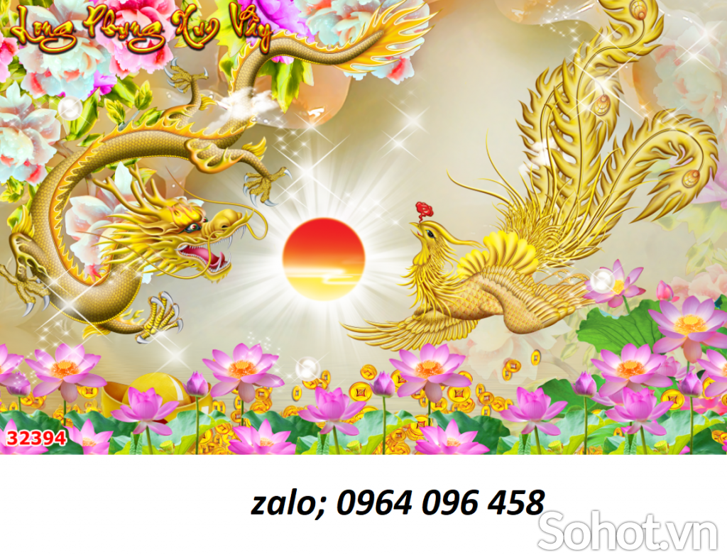 Tranh gạch men 3d rồng phượng - NCC4