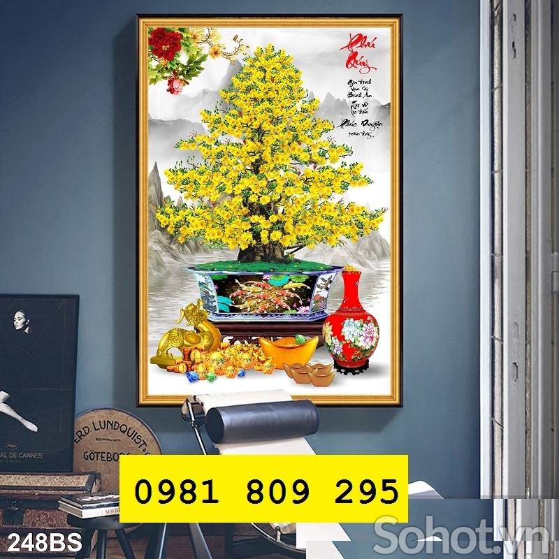 Gạch tranh hoa mai vàng 3d