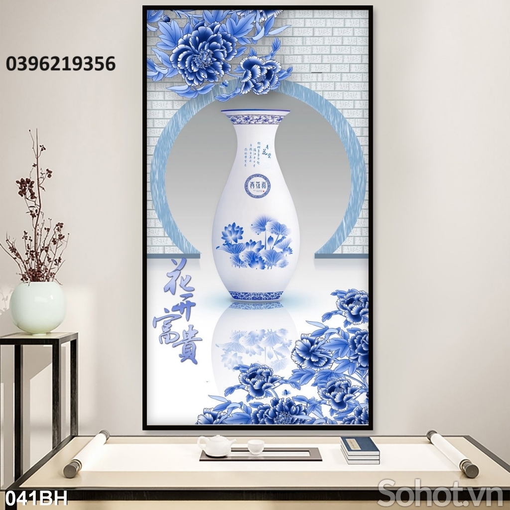 Gạch tranh bình hoa đẹp 3D