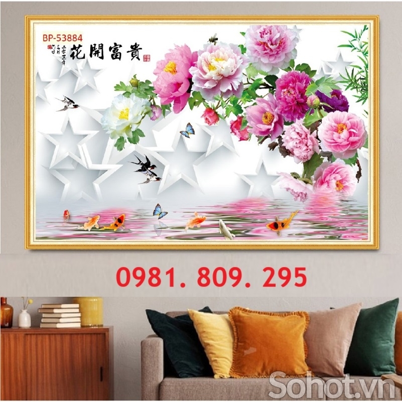Gạch tranh, tranh gạch ốp tường 3d hoa mẫu đơn