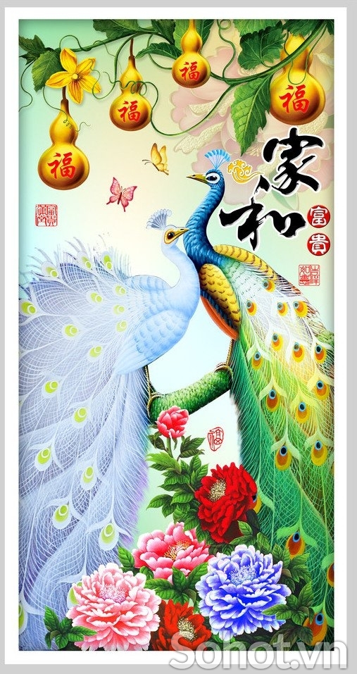 Tranh gạch 3d tranh chim công - SC54