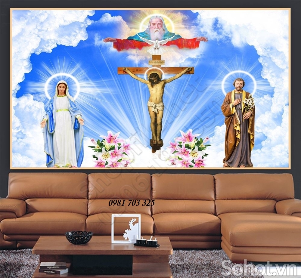 Tranh Gia đình thánh gia- tranh gạch Công giáo trang trí phòng