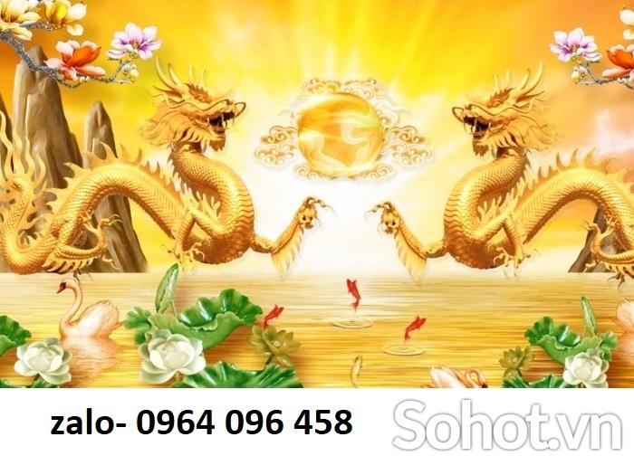 Tranh gạch 3d ốp tường rồng phượng - NVC44