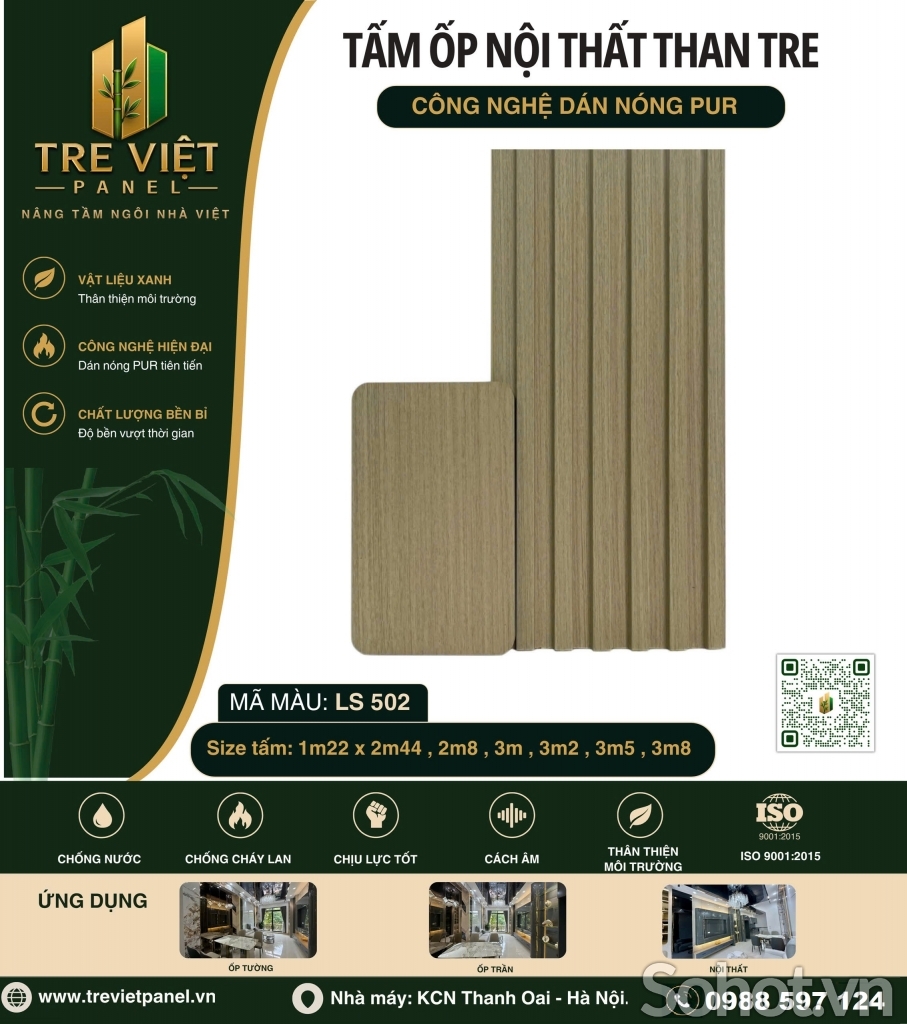 Tấm ốp than tre kèm lam sóng