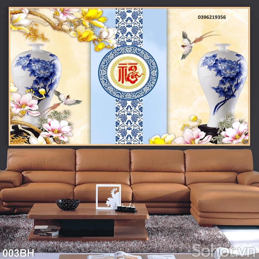 Tranh bình hoa đẹp trang trí 3D