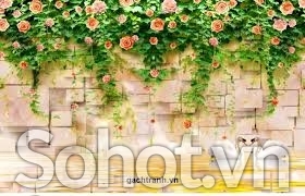 Tranh gạch 3d hoa hồng leo ốp tường - 322XP