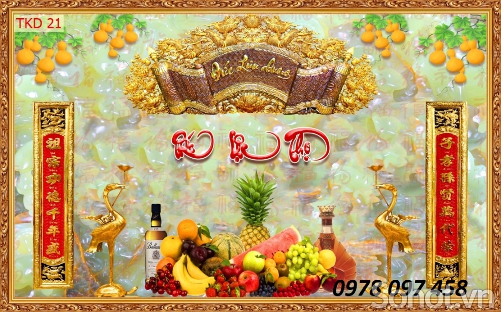 Tranh phòng thờ gia tiên - tranh câu đối