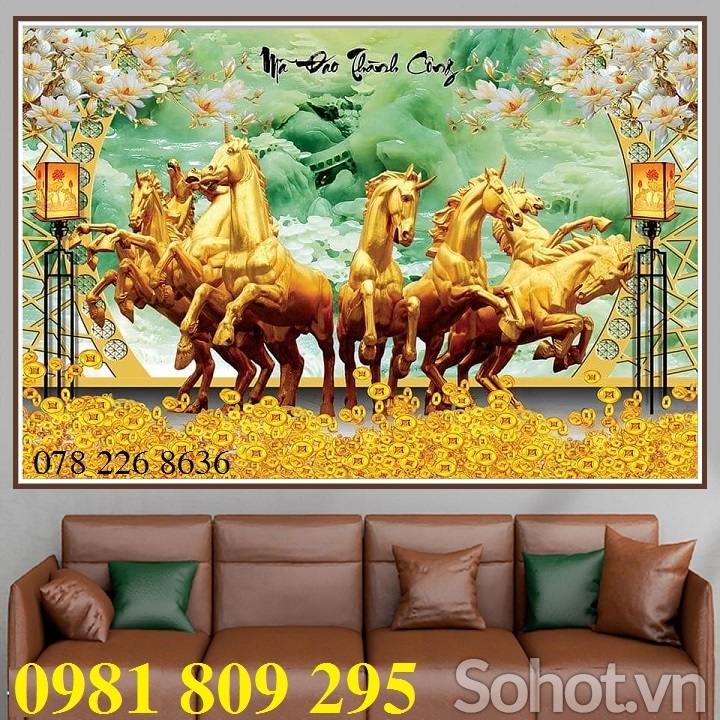 Gạch tranh ngựa - tranh ốp tường phòng khách