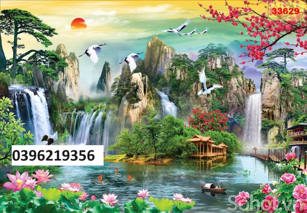 Tranh gạch sơn thủy đẹp trang trí
