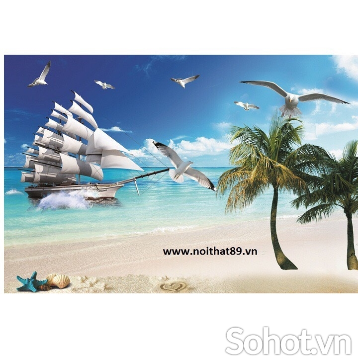 Tranh gạch 3D - thuyền buồm căng gió