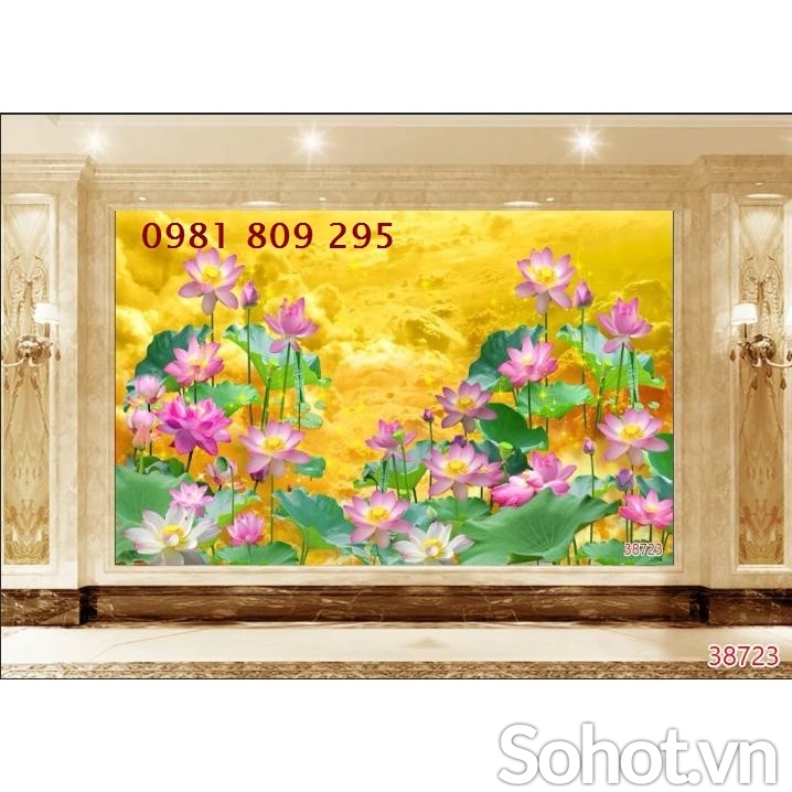 Tranh gạch men hoa sen đẹp JP3258