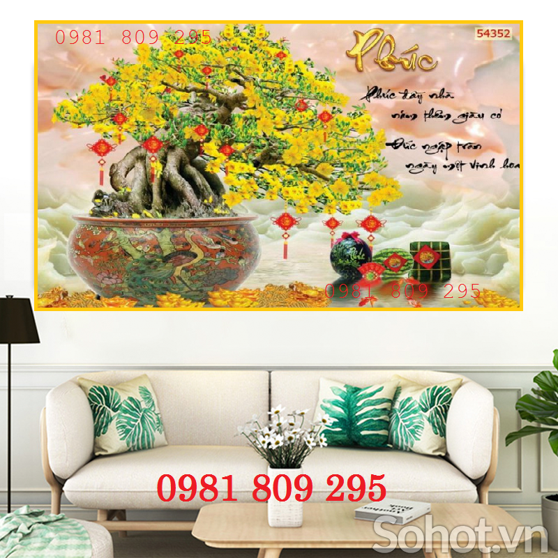 Gạch tranh cây mai - gạch 3d