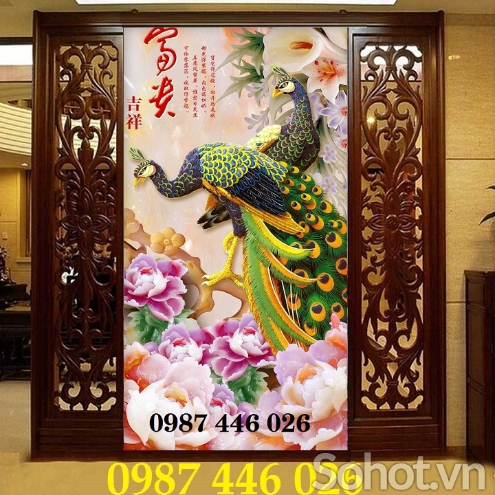 Gạch tranh chim công HP8264