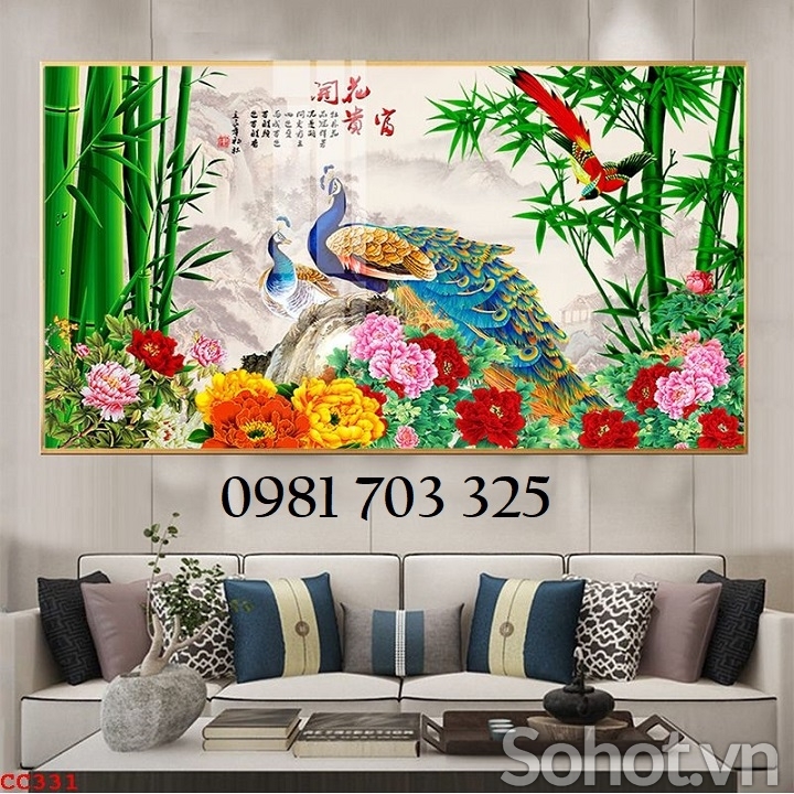 Tranh trang trí tường phòng khách, gạch tranh