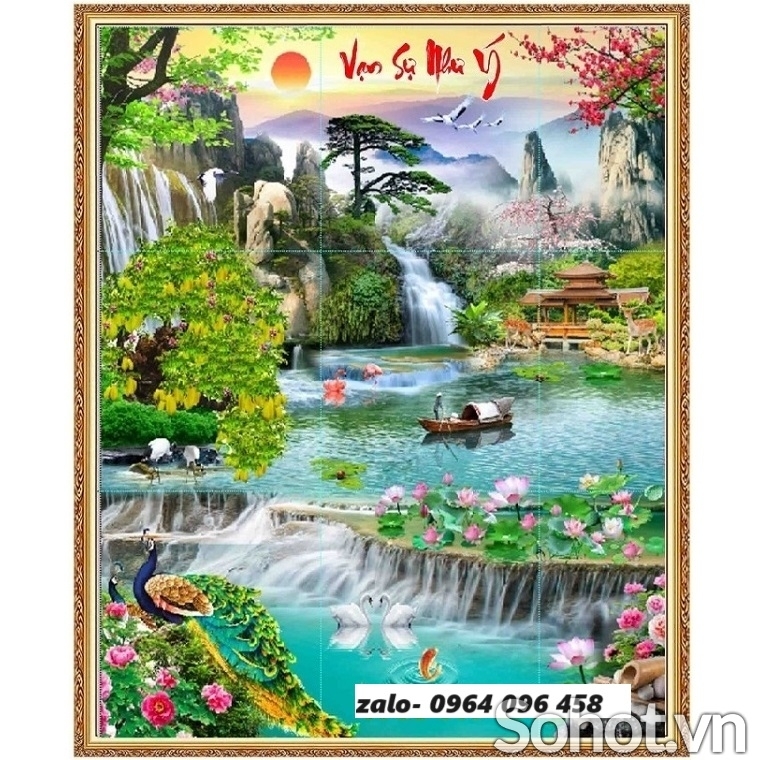 Tranh gạch 3d phong cảnh khổ đứng - JHCGV89