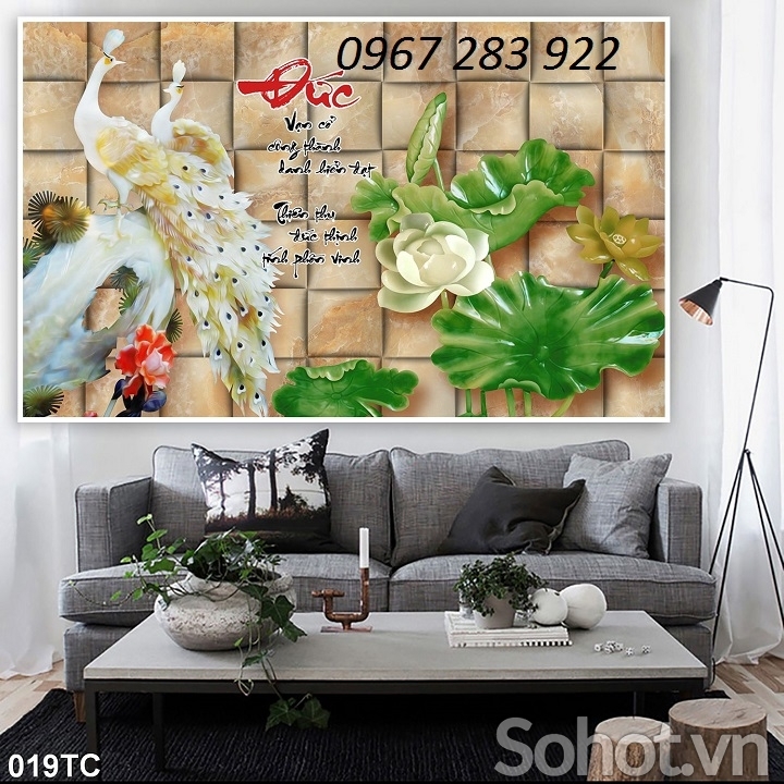 Gạch men 3d ốp tường chim công nghệ thuật