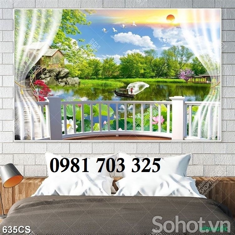 Tranh gạch 3D cửa sổ trang trí tường