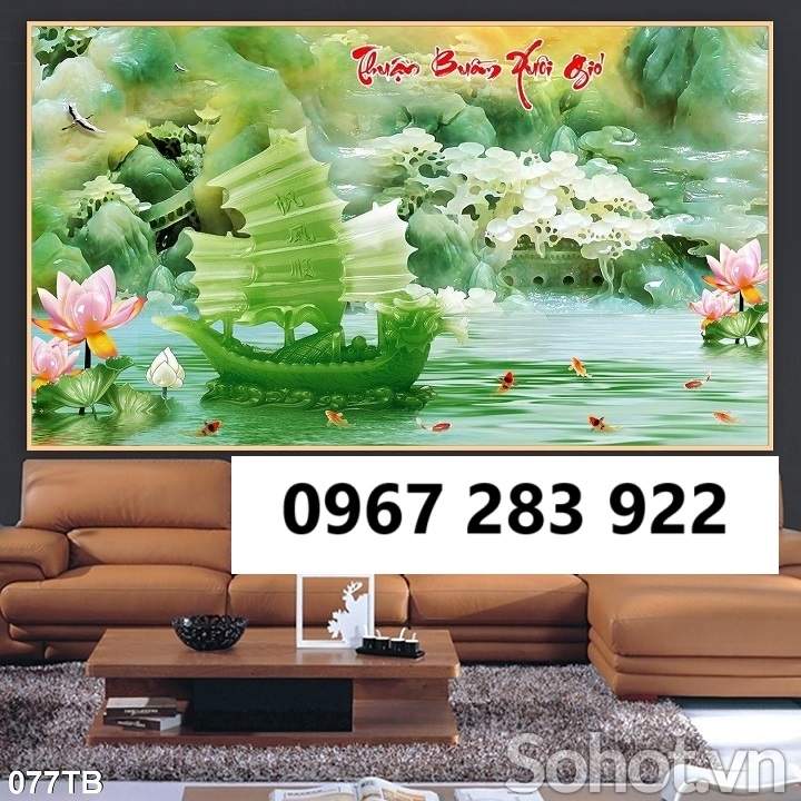 Tranh gạch thuyền buồm xuôi gió trang trí