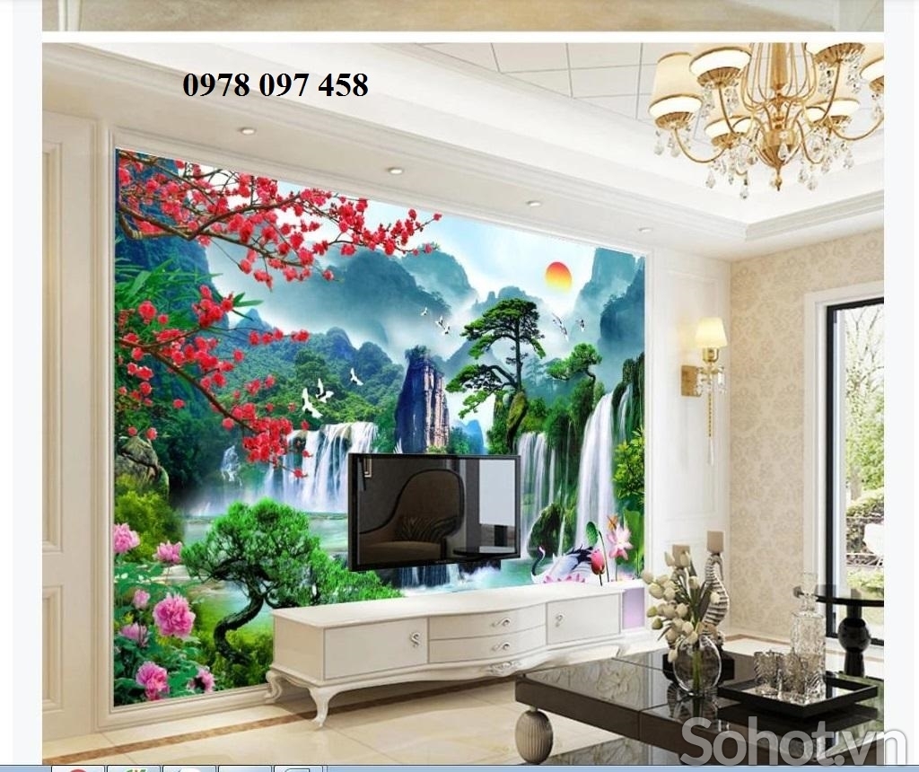 Tranh thác nước - tranh gạch men