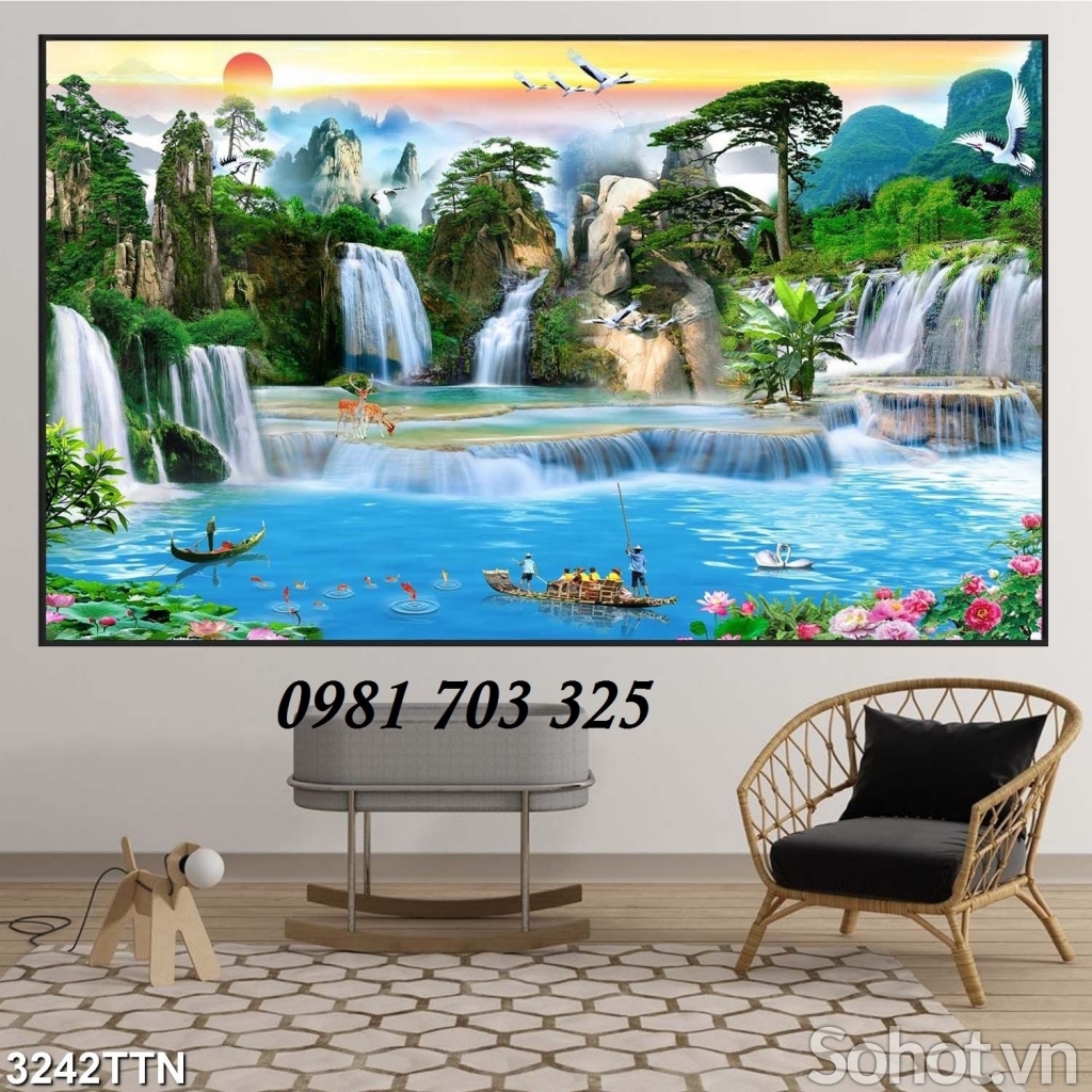 Tranh dán tường 3D, gạch tranh phong cảnh thiên nhiên