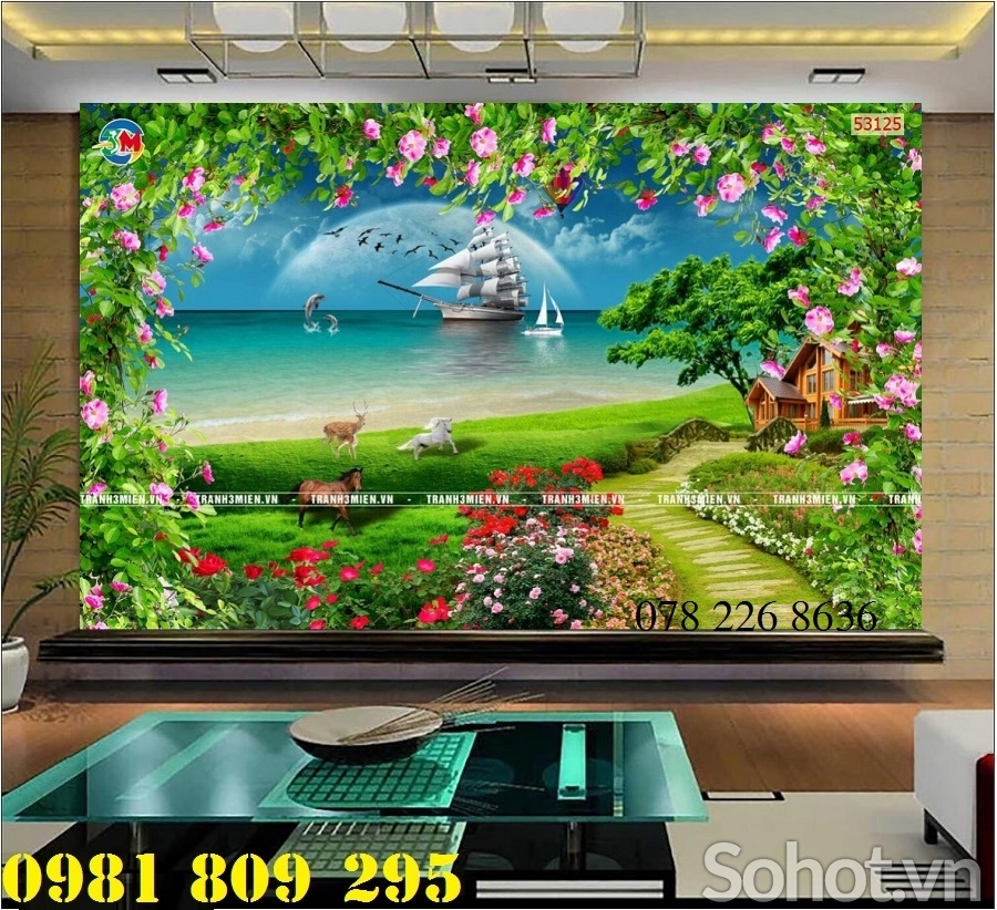 Mâuc gạch trang trí 3d thuyền buồm