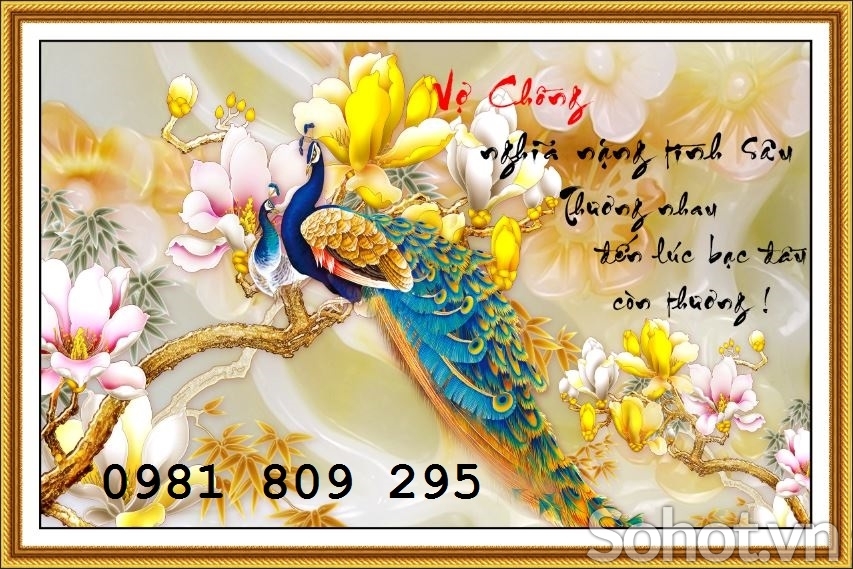 Gạch ốp tường tranh gạch chim công 3d trang trí đẹp