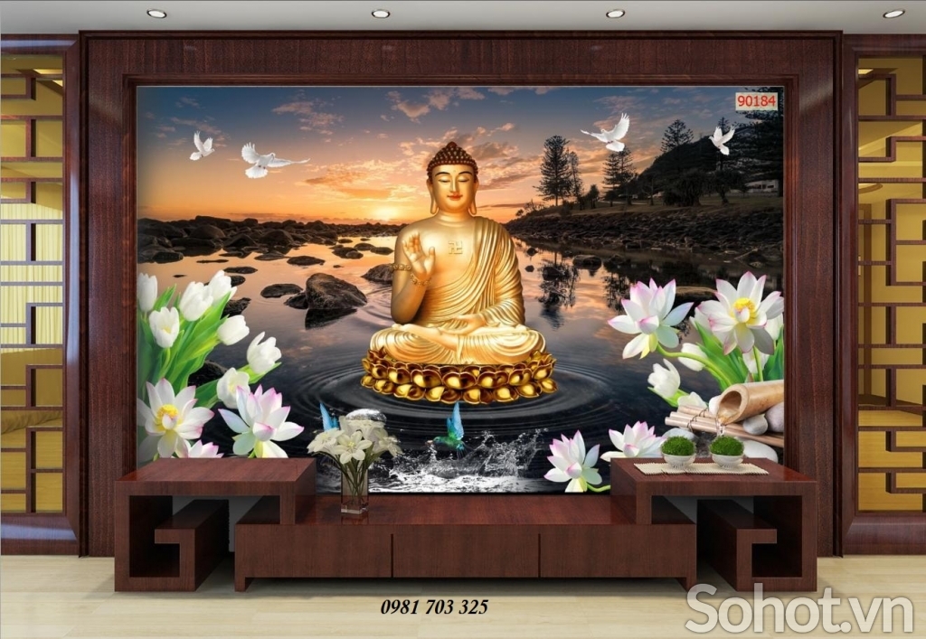 tranh phật giáo,gạch tranh ốp phòng thờ