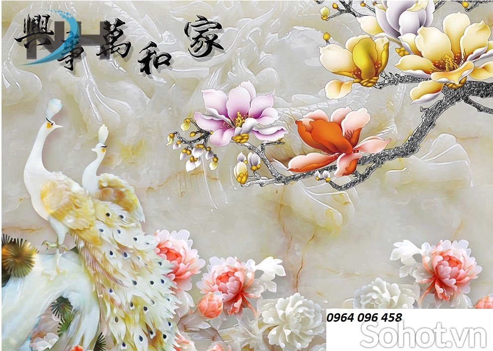 Tranh gạch trang trí phòng khách 3d - X433