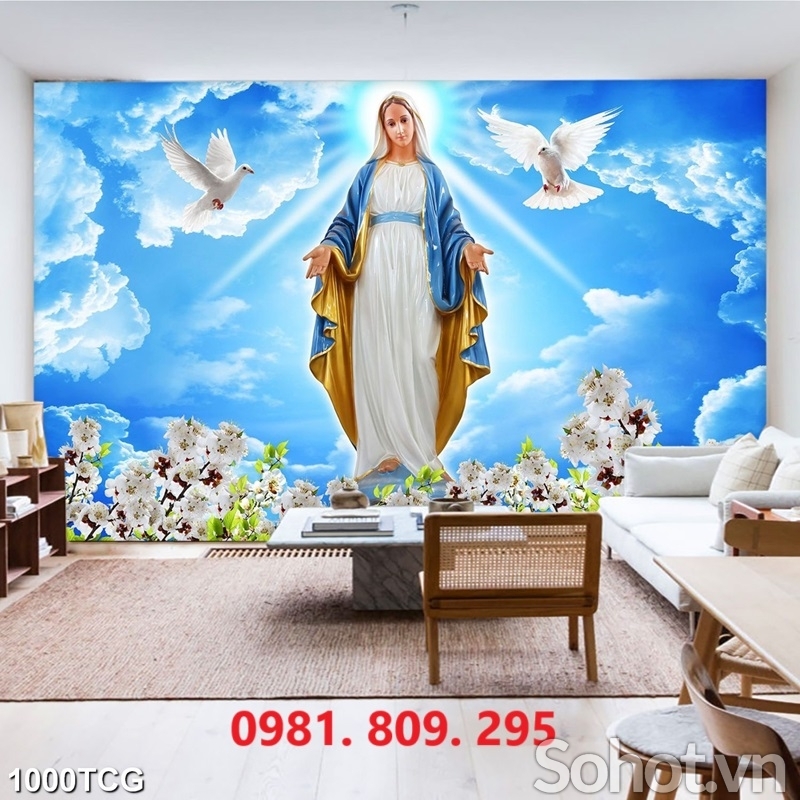 Gạch tranh trí công giáo 3d phòng khách Hp73838