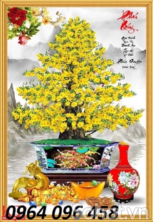 Tranh hoa mai 3d - tranh gạch 3d hoa mai - SXC64