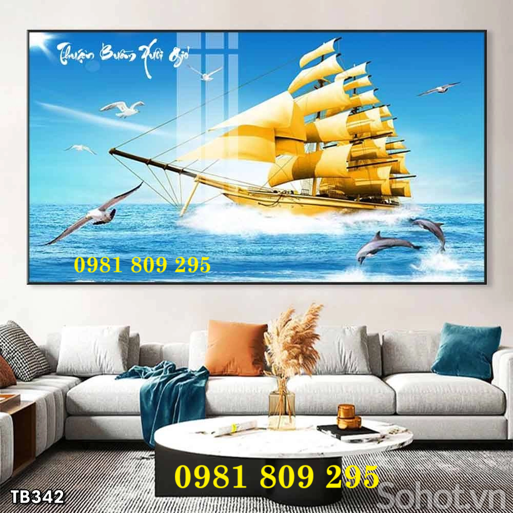Gạch tranh cao cấp 3d thuyền buồm