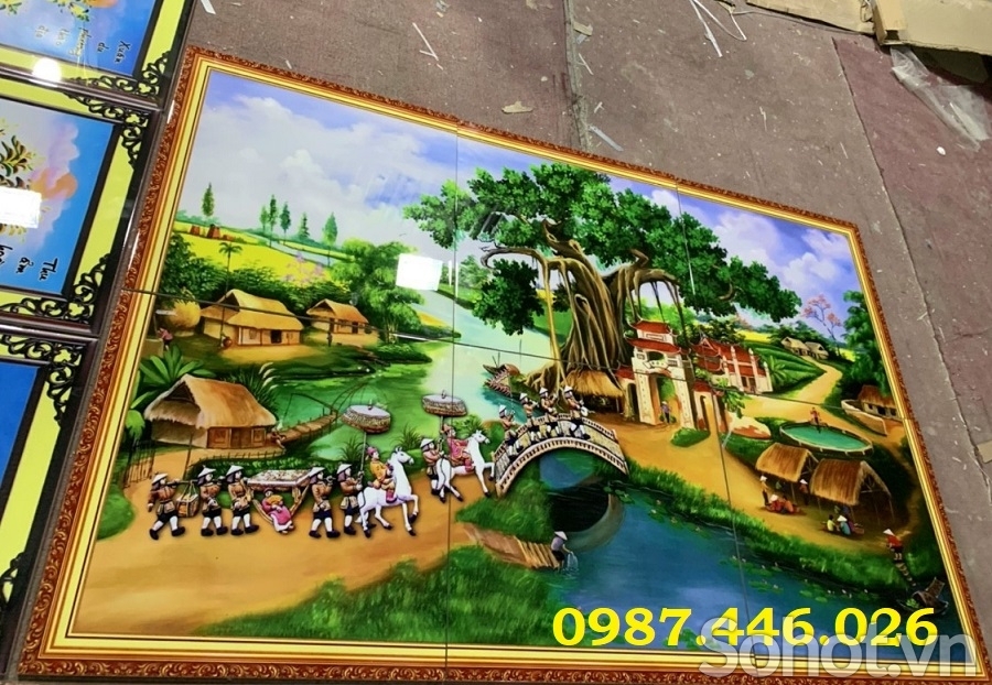 Gạch ốp tường tranh gạch làng quê 3d HP9723