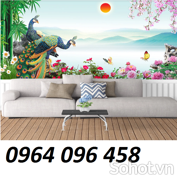 gạch tranh chim công 3d - CK77