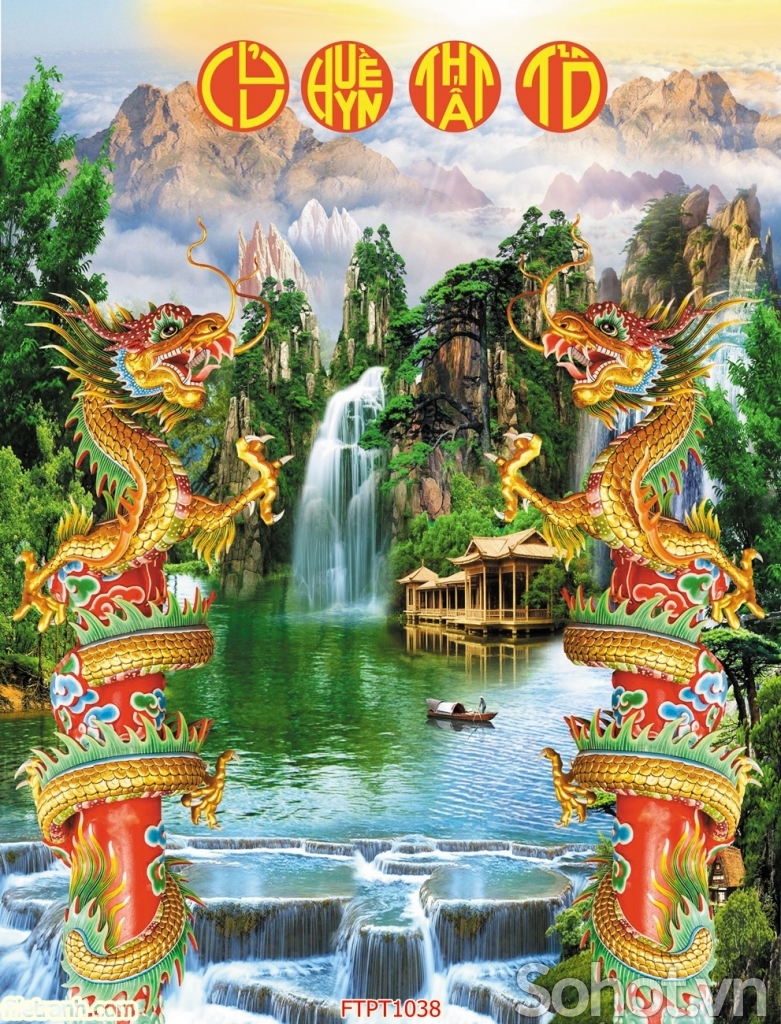 Mẫu tranh gạch 3d phòng thờ - HBVC4