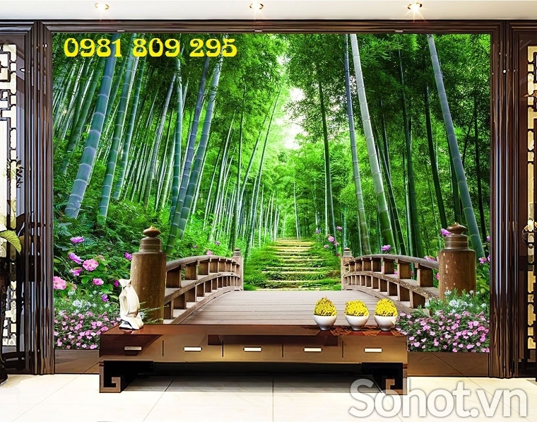 Tranh gạch rừng tre trúc H0895